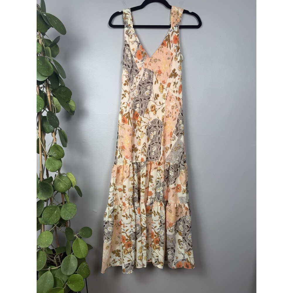 Vintage K‎ & Company Dress Floral Patchwork Ruffle Tiered Boho Maxi Y2K Size 12 - Picture 2 of 10